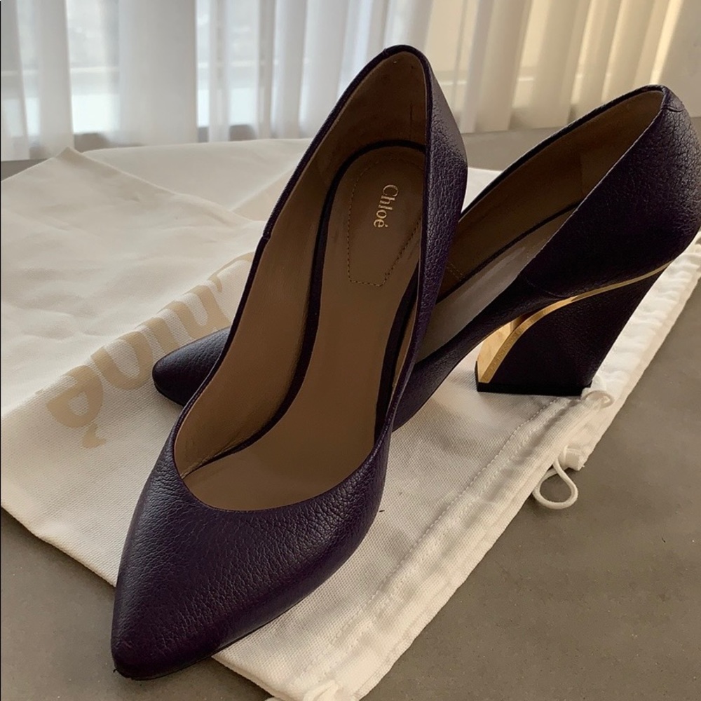 chloe heels purple size 37-7 heels size 3/5”